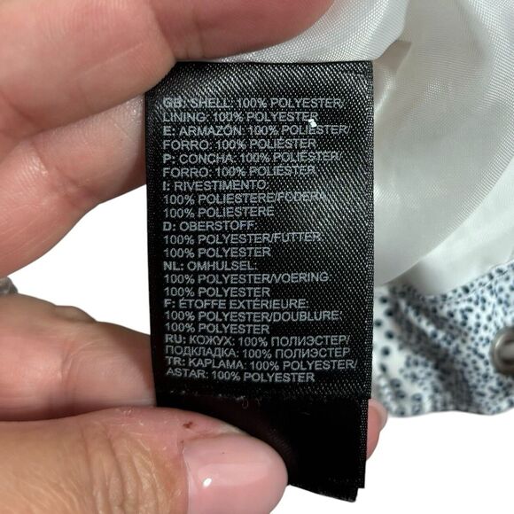 The North Face Jacket Women's S/P Blue White Print Windbreaker Hooded Shell - Picture 9 of 15